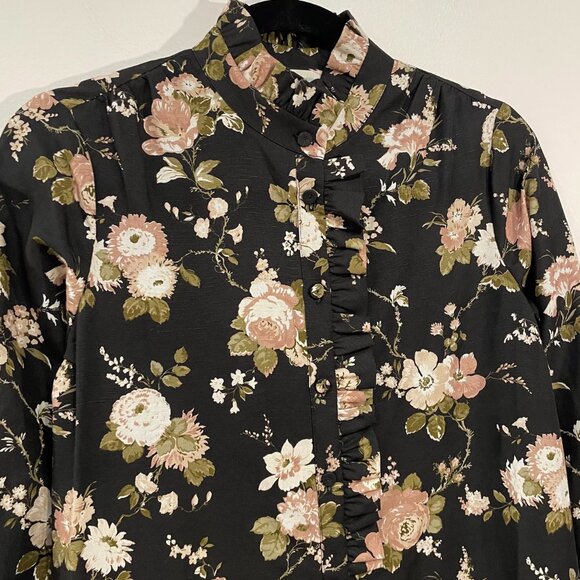 New Tuckernuck Tate Linen Blend Floral Mini Shirtdress Midnight Garden XS $228 - Picture 6 of 11